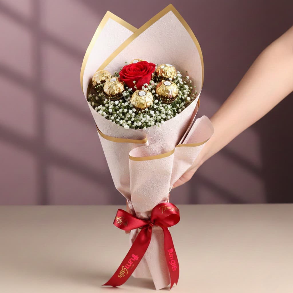 Elegant Rose & Ferrero Rocher Bouquet