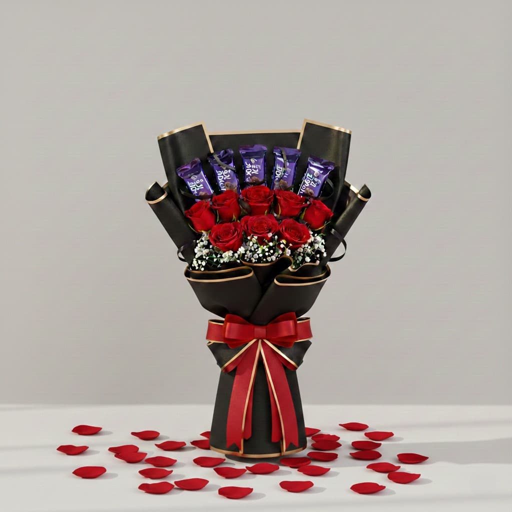 Charming Rose & Dairy Milk Chocolate Bouquet