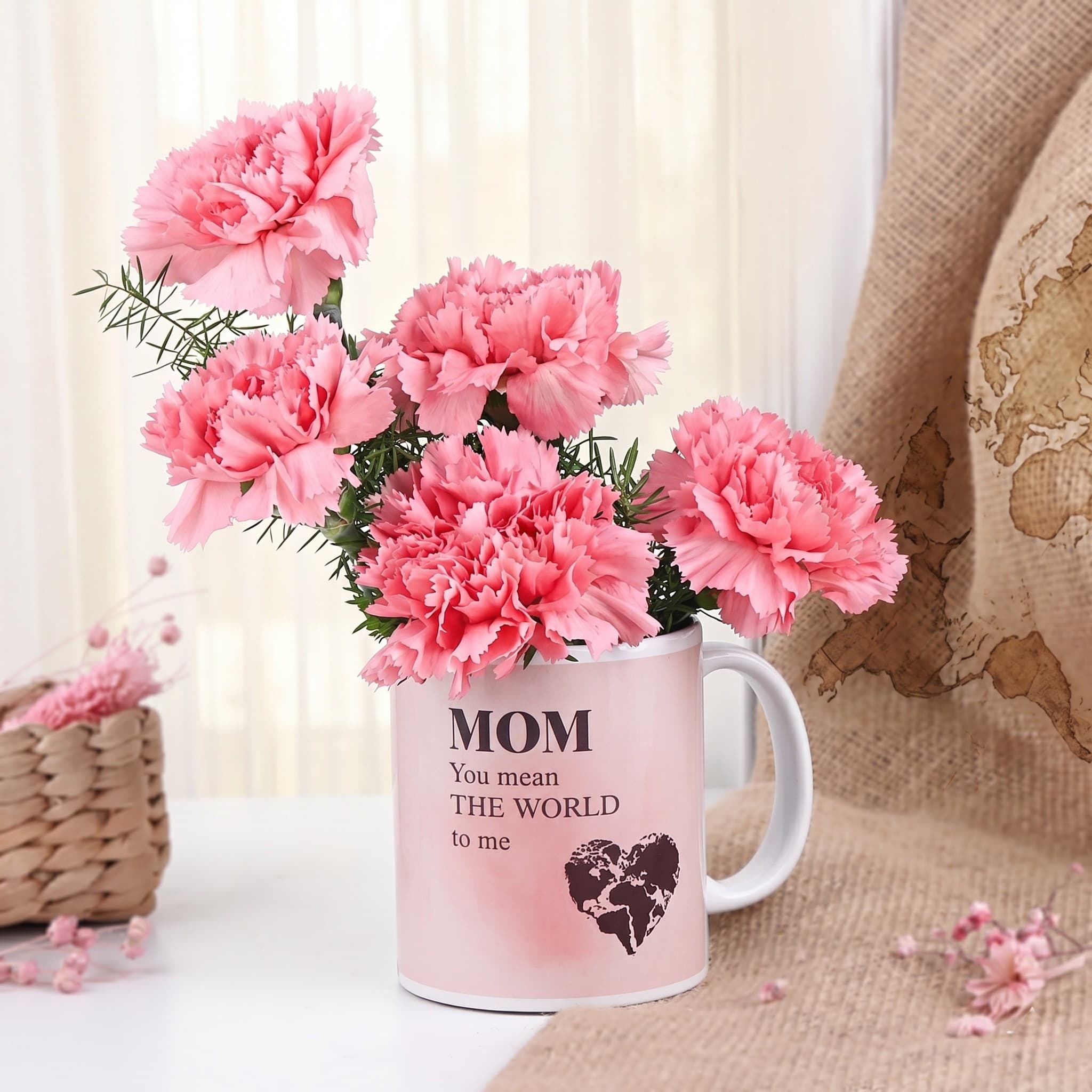 Heartfelt Pink Carnation Message Mug