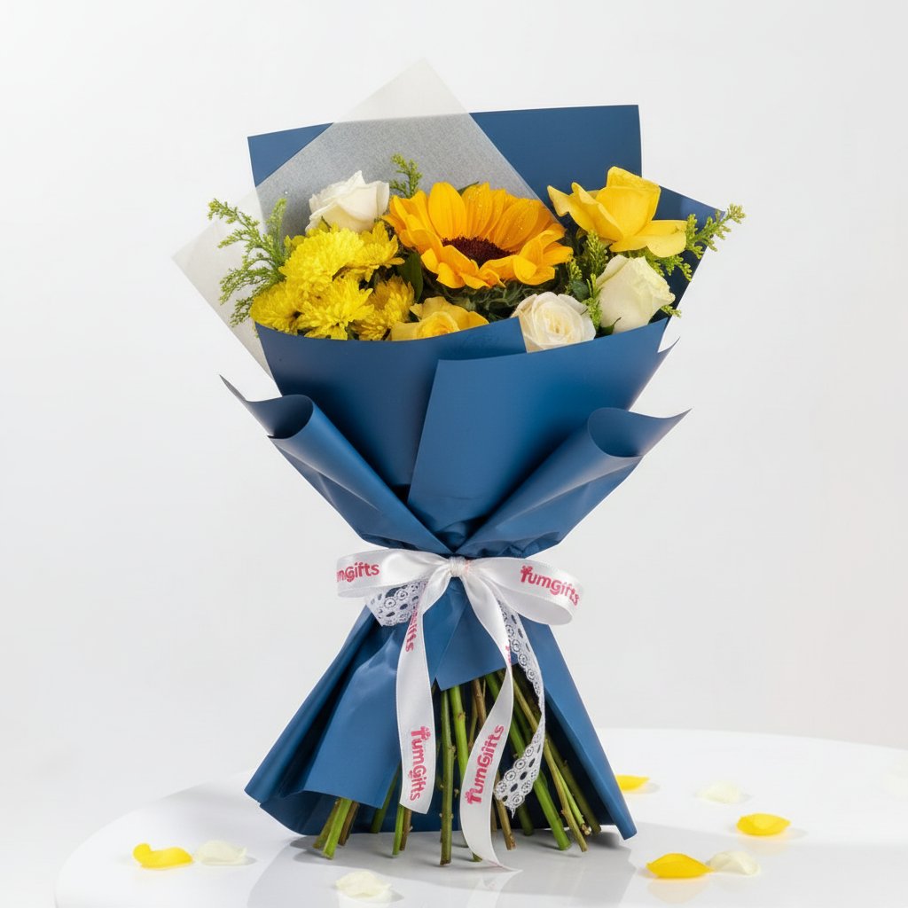 Cheerful Sunflower & Rose Bouquet