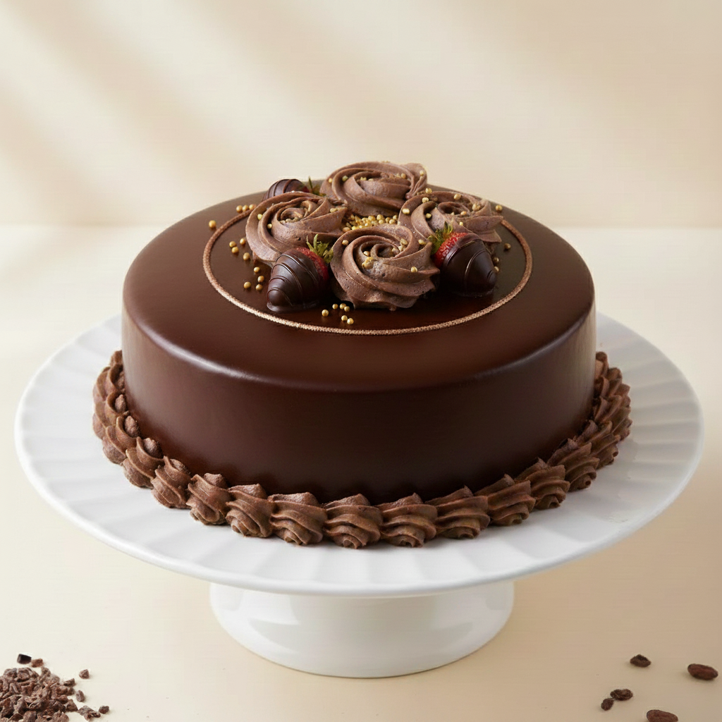 Decadent Gold Accent Truffle Cake