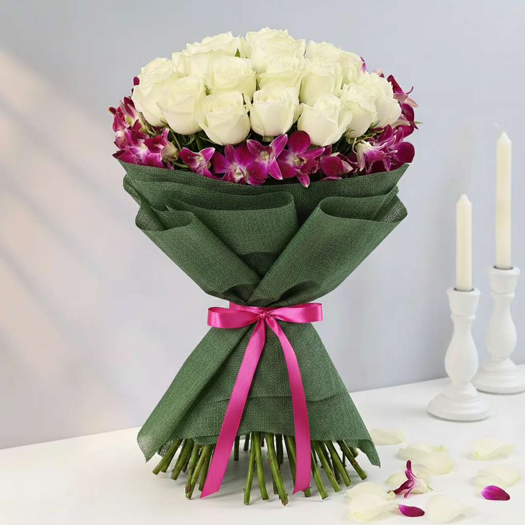 Ivory and Orchid Bouquet