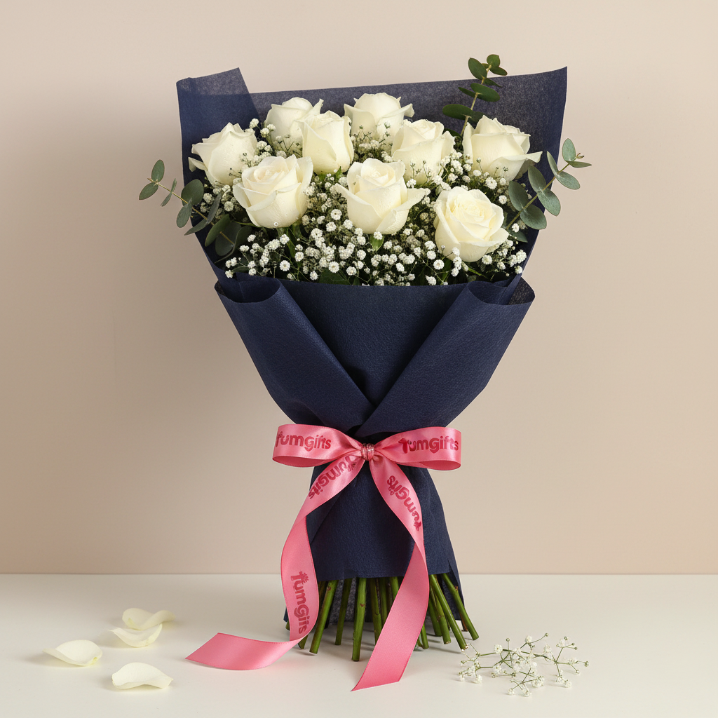 Serene Coastal Rose Bouquet